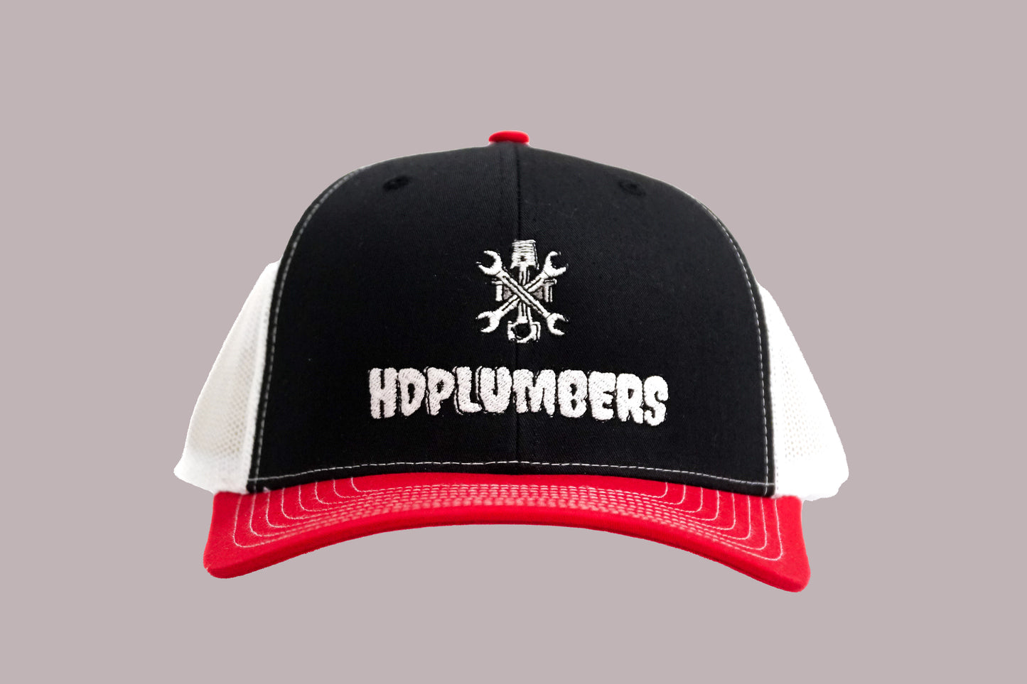 HDPLUMBERS Premium Black/White/Red Hat