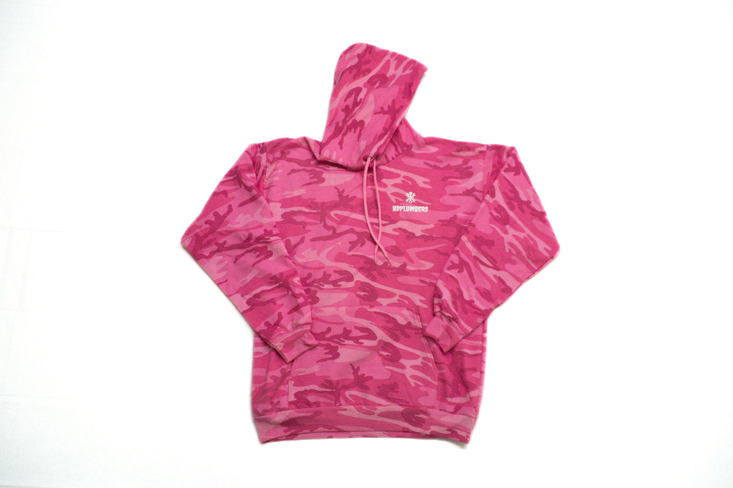 HDPLUMBERS Hoodie Pink-camo White logo