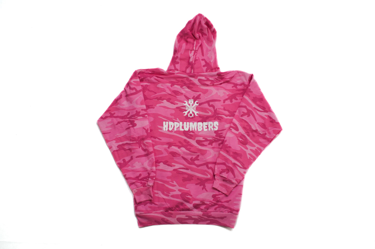 HDPLUMBERS Hoodie Pink-camo White logo